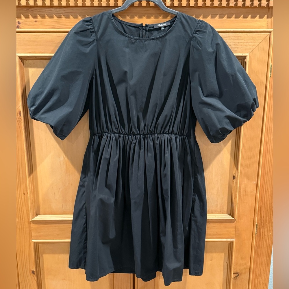 Madewell Poplin Crewneck Bubble-Sleeve Mini Dress Size 6